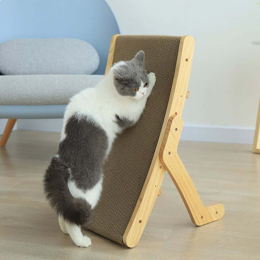 Adjustable Wooden Cat Scratcher Bed – 3-in-1 Lounge, Scratch & Climb - Comfy Cat Dizmos