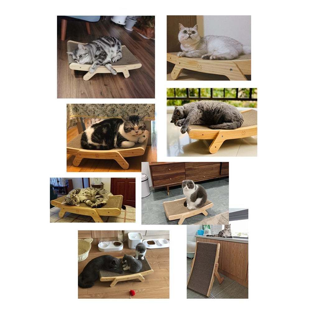 Adjustable Wooden Cat Scratcher Bed – 3-in-1 Lounge, Scratch & Climb - Comfy Cat Dizmos